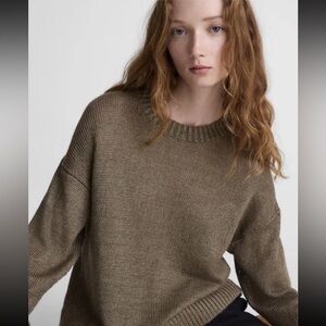 NEW Madewell Women's Linen Drop-Shoulder Sweater Coastal Olive Green Size L